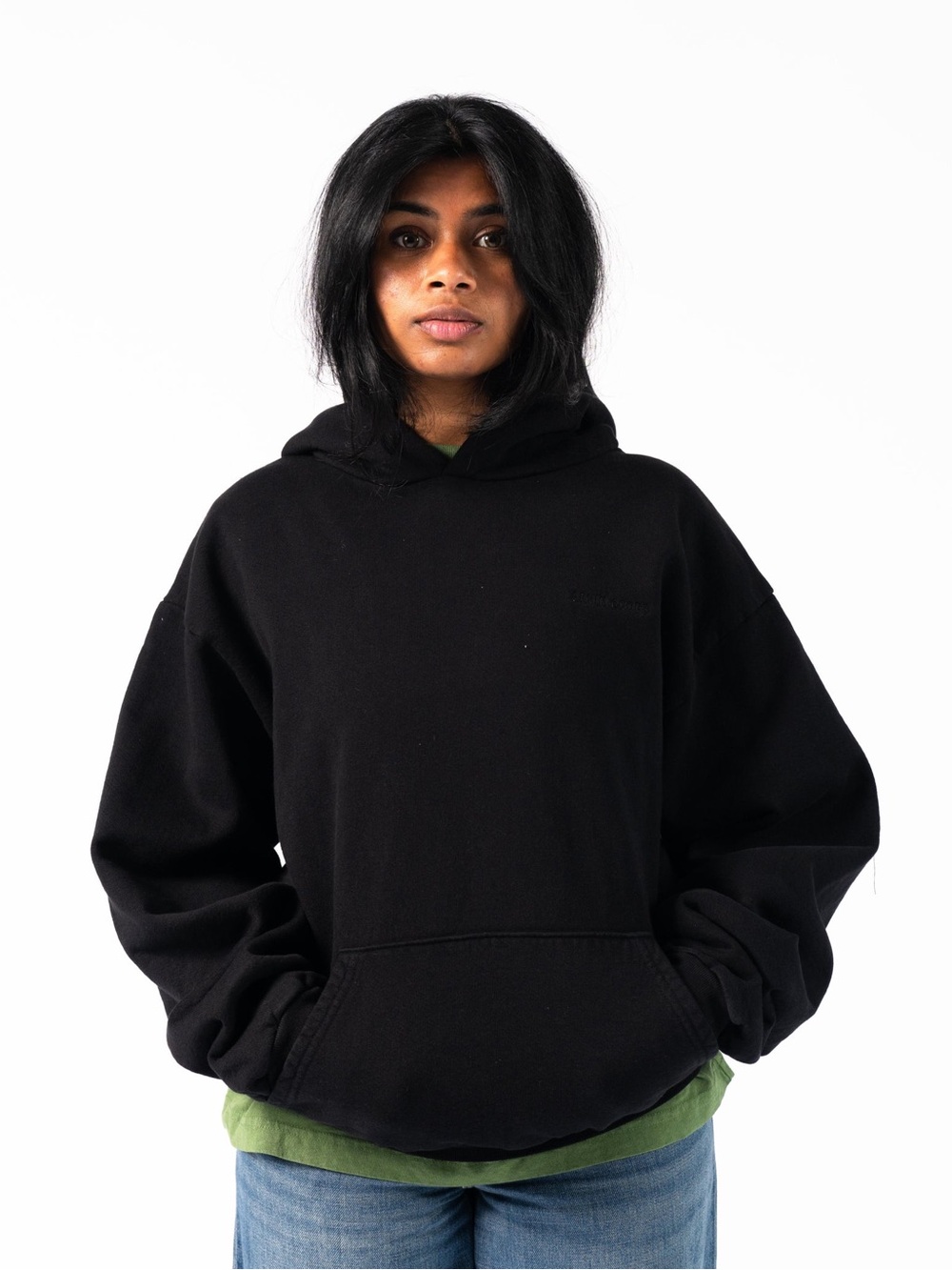 Women's Black Pullover Hoodie with Kangaroo Pocket